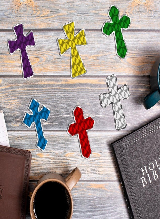 Chivertion 600 Pcs Prism Crosses Stickers for DIY Dazzle Sparkle Jesus Easter Religious Cross Stickers for Sunday Church Rewards Party Favor - Image 3